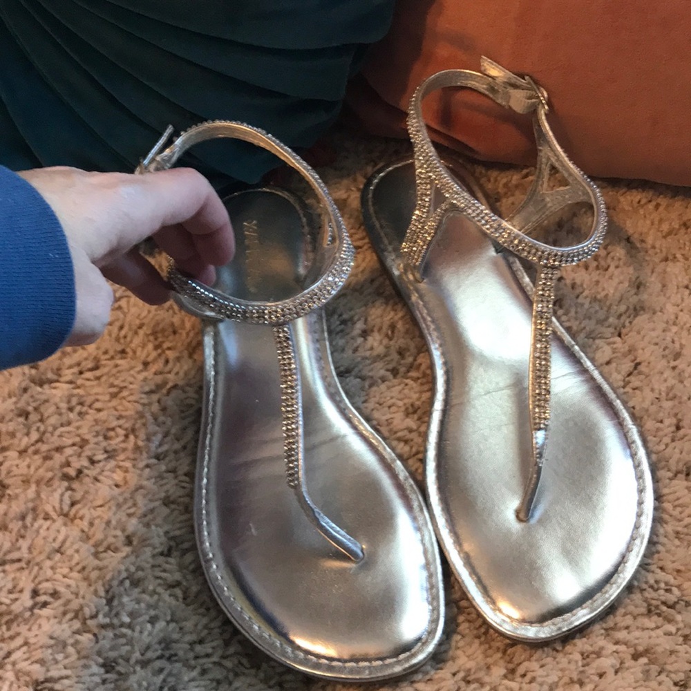 Silver thong sandals